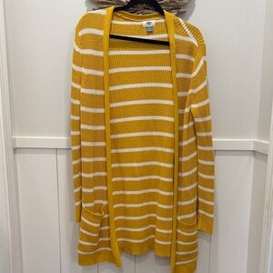 Old Navy Mustard and White Striped Cardigan